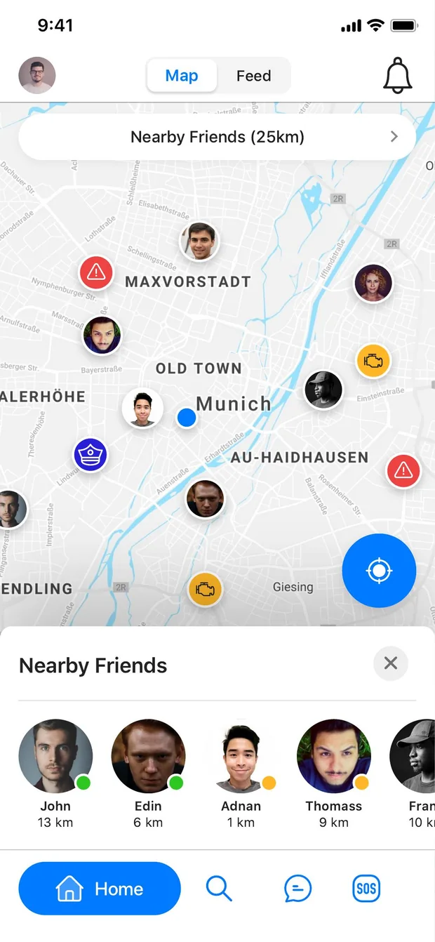 Map with nearby friends