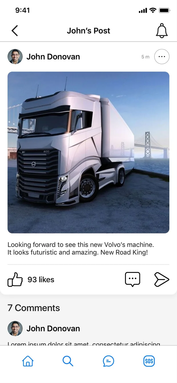 A post with likes and comments